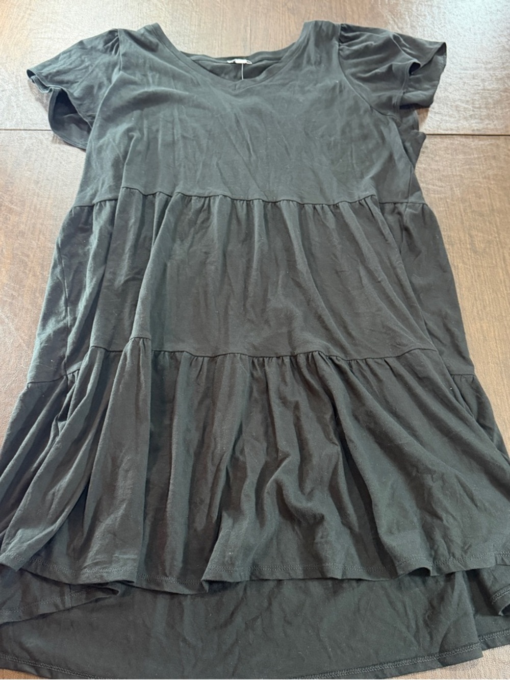 J Crew Black Tiered Short-Sleeve Babydoll Tunic Dress Sz XL NWT